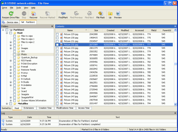 Ejemplo de recuperación de RAID: enumeración de los archivos