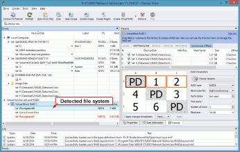 Detected file system after RAID scan