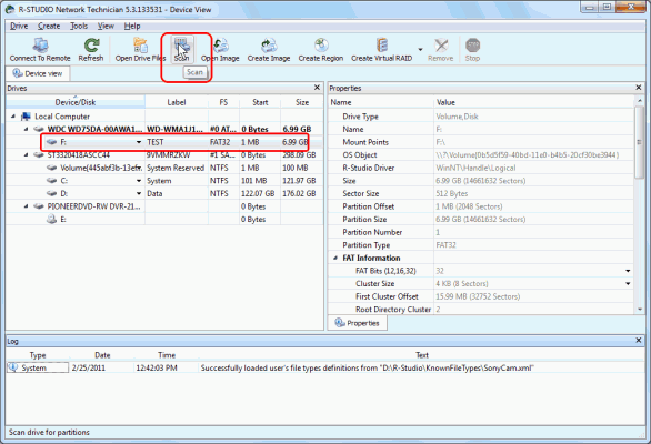 Creazione di un tipo di file noto personalizzato per R-Studio: Scansione disco