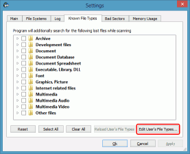 Creating a Custom Known File Type for R-Studio: Settings panel