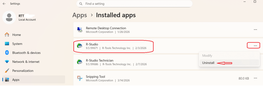 Uninstall the program