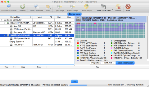 Disk scan in progress for the HFS disk