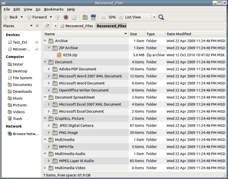 Data recovery results