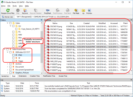 Files and folders from the deleted disk with partially recovered folder structure
