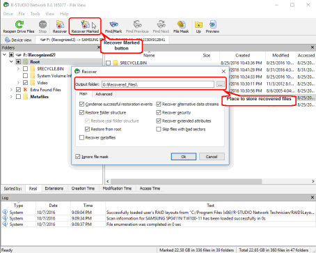 Fig.14. Files marked for recovery and recovery options