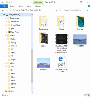 Folder główny dysku testowego