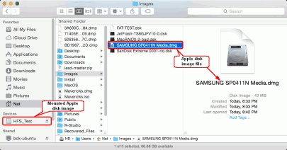 Mounted Apple disk image in Finder