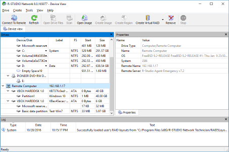 Remote computer's disks in R-Studio, R-Studio Agent Emergency