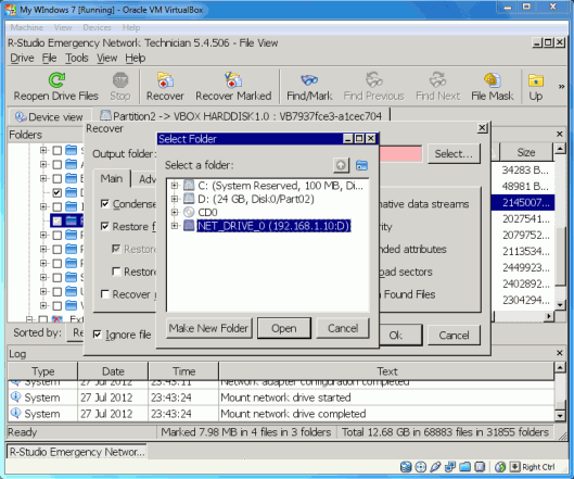 Data Recovery from Virtual Machines: Network drive