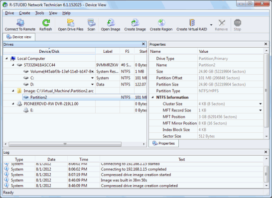 Data Recovery from Virtual Machines: Opened image