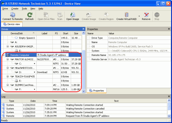  Drives panel