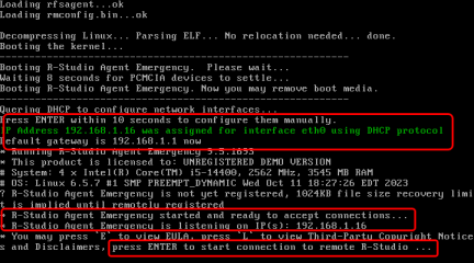 Starting R-Studio Agent Emergency