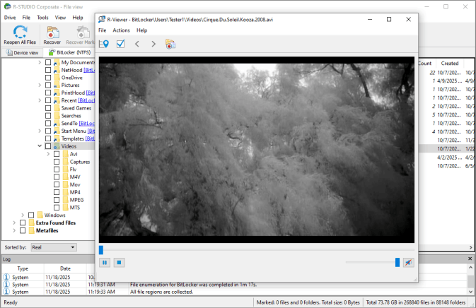 Preview of a video file