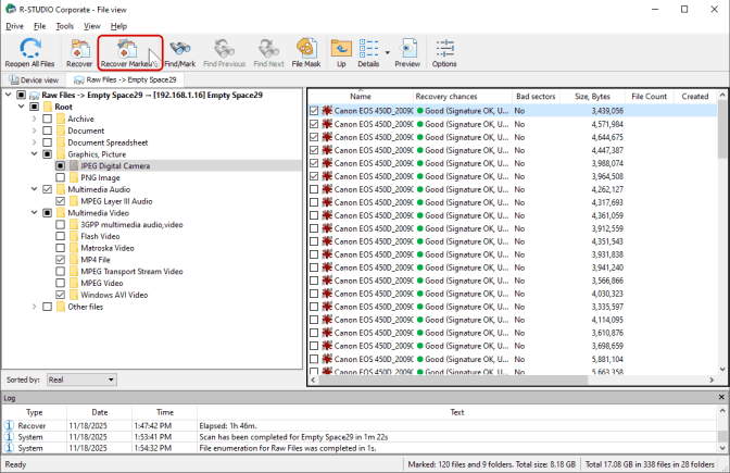 Файлы, помеченные для восстановления