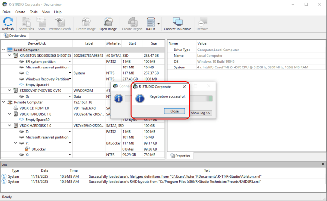 Registration successful