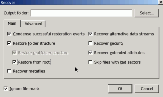 Recover dialog box