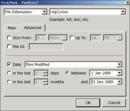 Find/Mar dialog box - Advanced