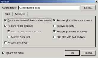 Recover dialog box