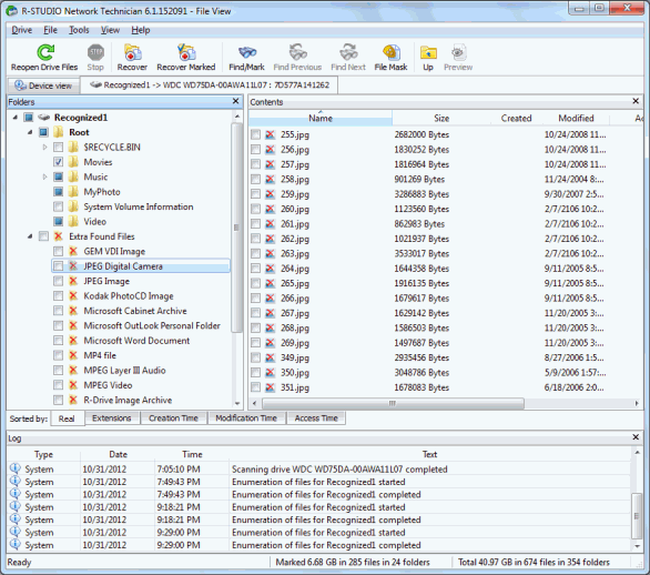 Zusätzlich gefundene Dateien in Partition Recognized1