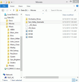 User files on Windows 8. Disk D:
