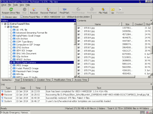 Dateien, die anhand ihrer Signaturen aus der alten Partition 1 gefunden wurden