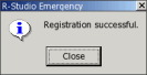 Registration successful message