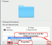 Setting access rights for enclosed items in the folder
