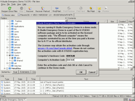 Noodbestandherstel: activeringscode invoeren