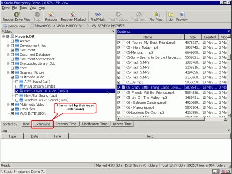 Archivos ordenados por sus tipos (extensiones)