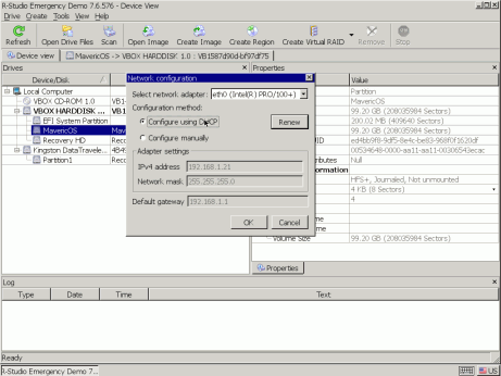 Dialogfeld “Network Configuration" ("Netzwerkkonfiguration")