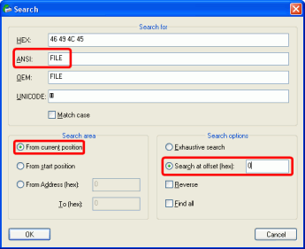 Ricerca dei parametri RAID: modello di file