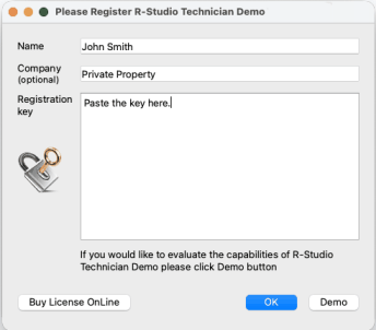 Please Register R-Studio Technician Demo window
