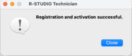 Registration and activation successful window