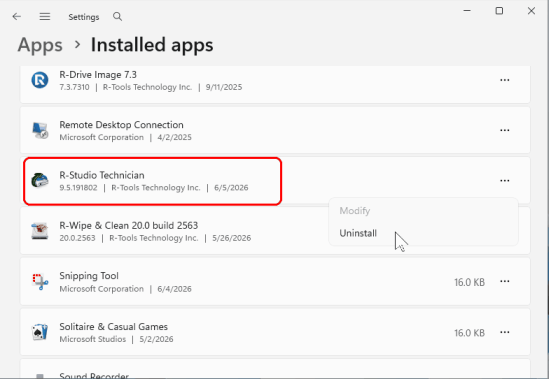 Uninstall R-Studio