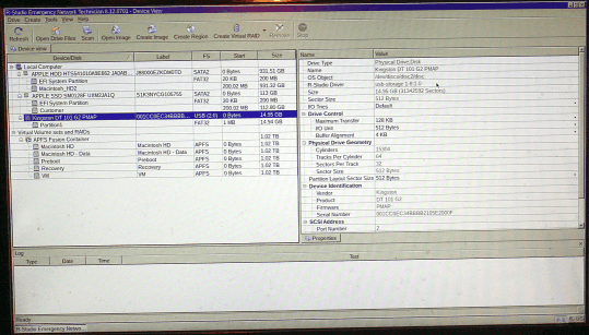 R-Studio Emergency utilizzato per recuperare i dati da un computer Mac mini