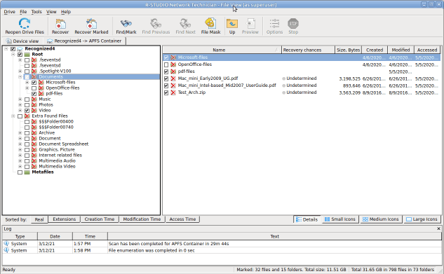Files found on the Recognized2 partition