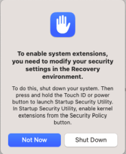 To enable system extensions… message