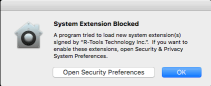 System Extension Blocked warning message