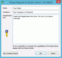 Registration dialog box