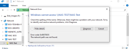 Inaccessible NAS share