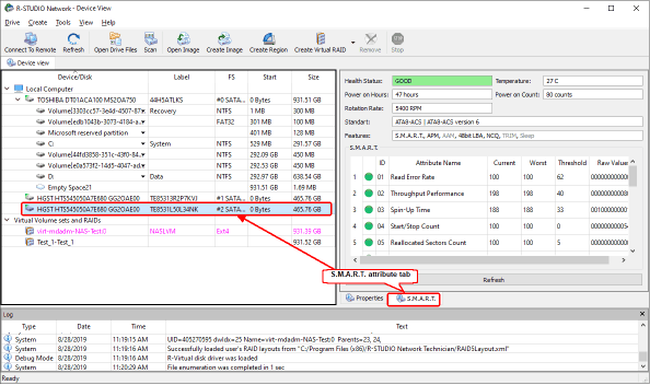 Atributos S.M.A.R.T. dos componentes LVM2