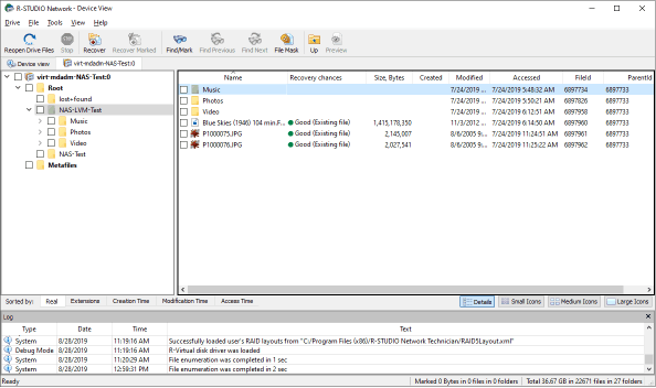 Sistema de arquivos no dispositivo NAS
