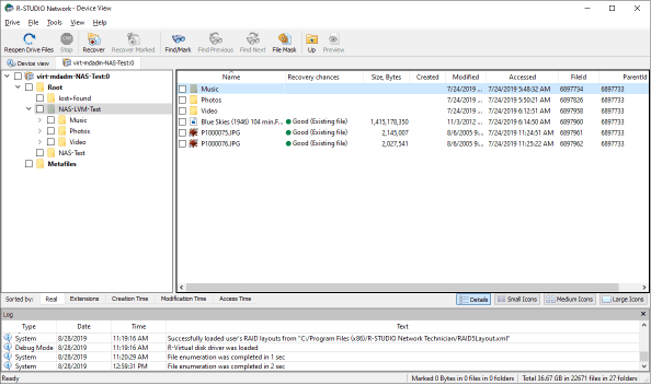 File system on the NAS device