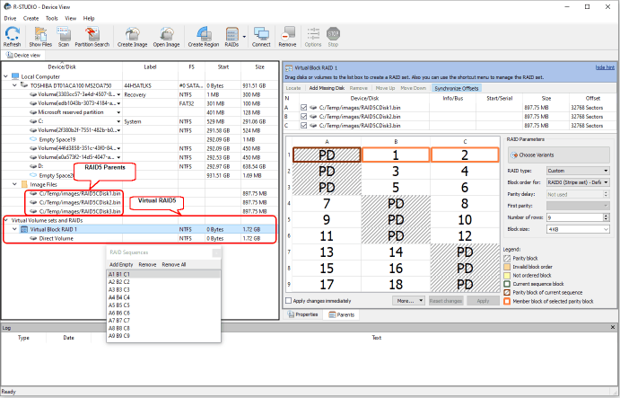 Assembled virtual RAID5