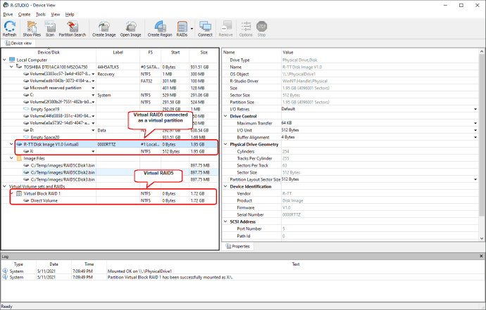 Connected virtual partition in R-Studio