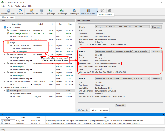 Spazio di archiviazione di Windows con un componente aggiunto manualmente