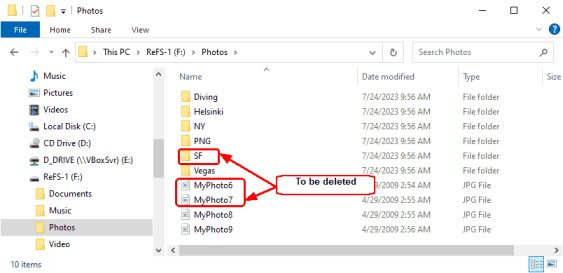 The folder/file structure and files/folders to delete