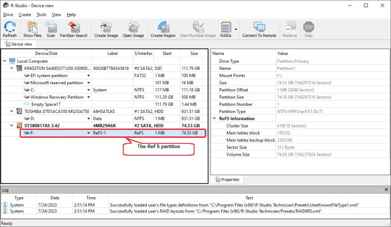 La partition ReFS