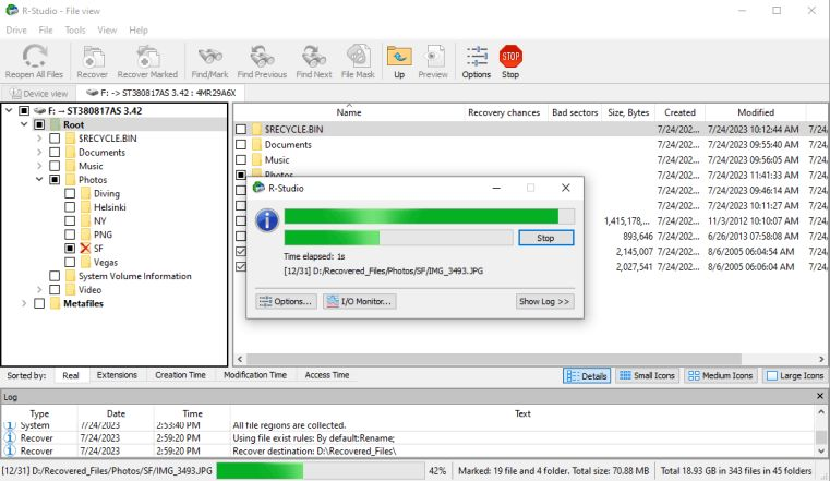 Data recovery progress