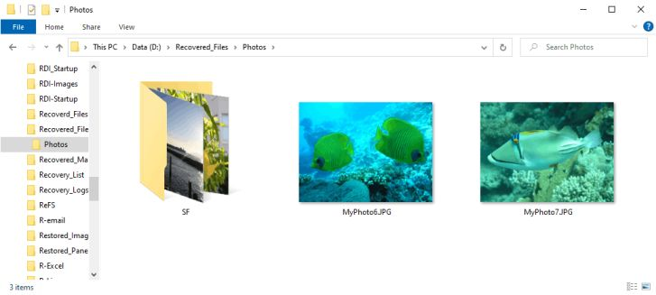 Files and folder recovered from the Photos folder